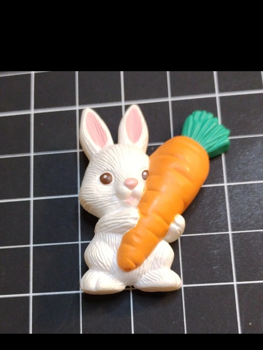 Vintage Hallmark Spring Easter Bunny Brooch White Rabbit with Carrot Lapel Pin